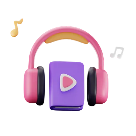 Libro y auriculares  3D Icon