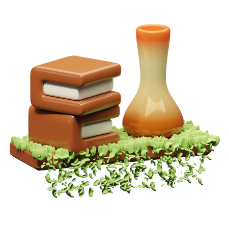 Libro y frasco  3D Icon