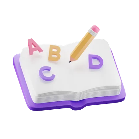 Libro y lápiz  3D Icon