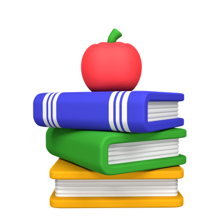 Libro y manzana  3D Icon