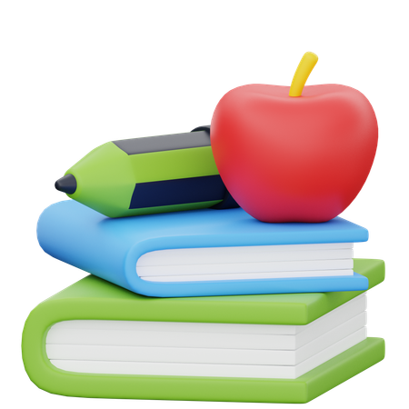 Libro y manzana  3D Icon