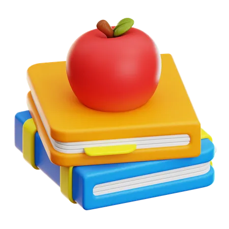 Libro y manzana  3D Icon