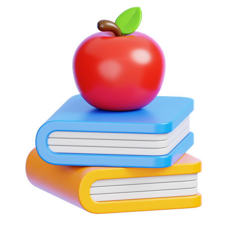 Libro y manzana  3D Icon