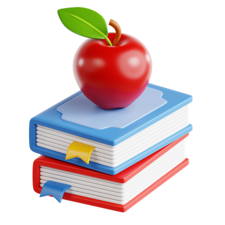 Libro y manzana  3D Icon