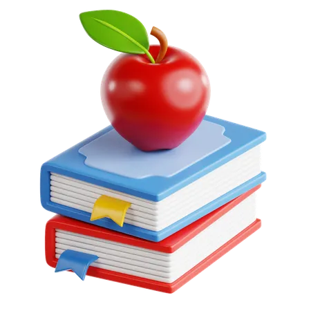 Libro y manzana  3D Icon