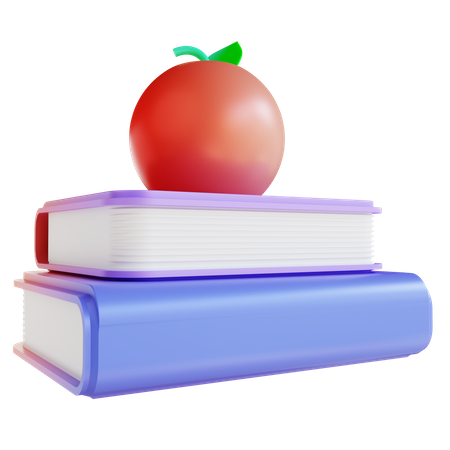 Libro y manzana  3D Illustration