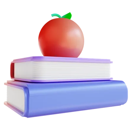 Libro y manzana  3D Illustration