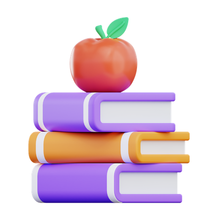 Libro y manzana  3D Icon