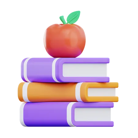 Libro y manzana  3D Icon