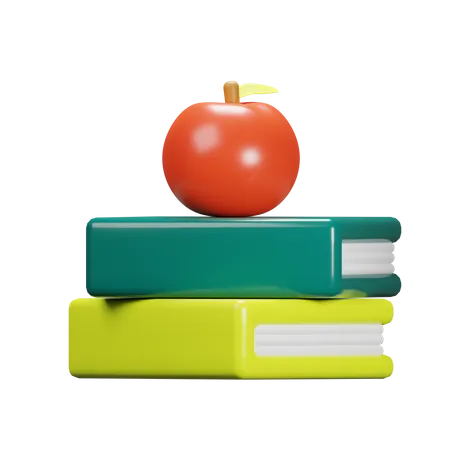 Libro y manzana  3D Icon