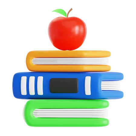 Libro y manzana  3D Icon