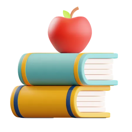 Libro y manzana  3D Icon