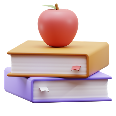 Libros con manzana  3D Icon