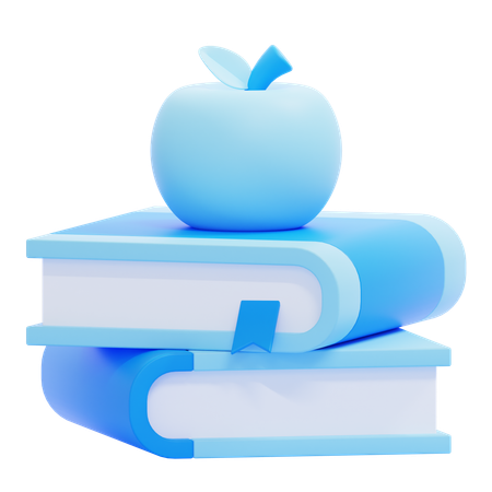 Libros con manzana  3D Icon