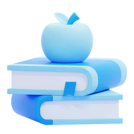 Libros con manzana  3D Icon