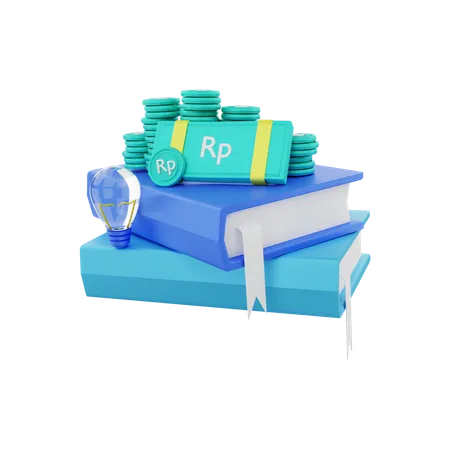 Libros de conocimiento de rupias.  3D Illustration