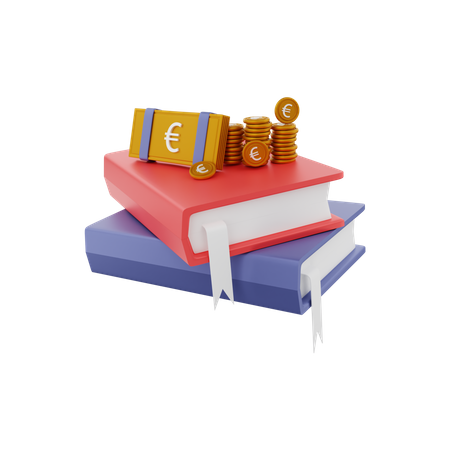 Libros de conocimiento del euro.  3D Illustration