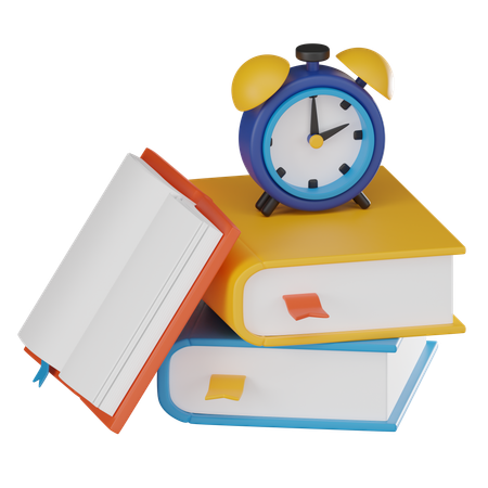 Libros y alarma  3D Icon