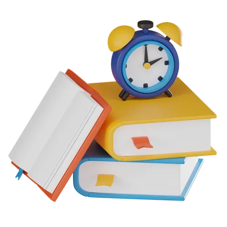 Libros y alarma  3D Icon