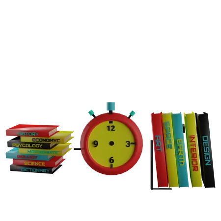Libros y alarma  3D Icon
