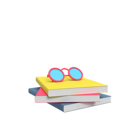 Libros y gafas  3D Illustration