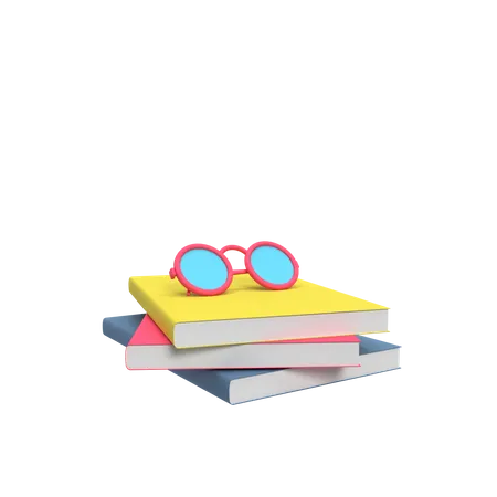 Libros y gafas  3D Illustration