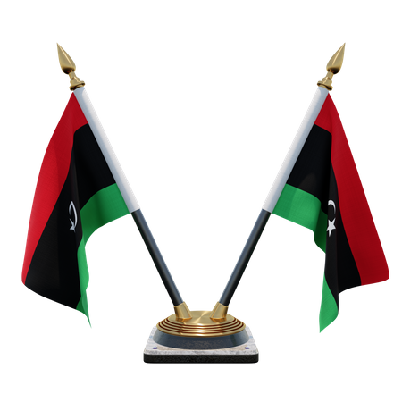 Libya Double (V) Desk Flag Stand 3D Icon
