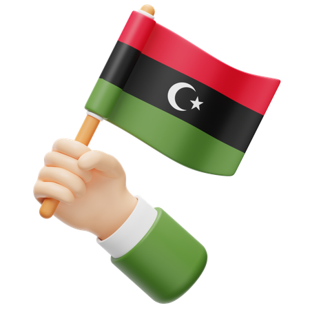 Libya flag in hand  3D Icon