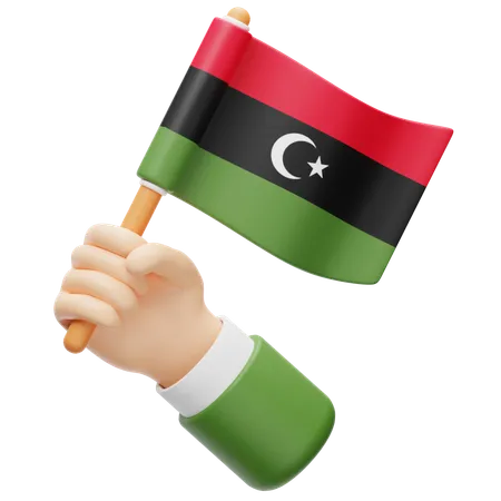 Libya flag in hand  3D Icon