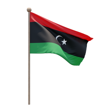 Libya Flag Pole  3D Flag