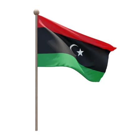 Libya Flag Pole  3D Flag