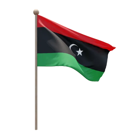 Libya Flag Pole 3D Illustration