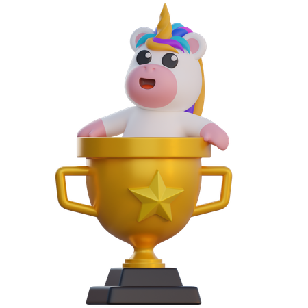 Licorne assise sur un trophée  3D Illustration