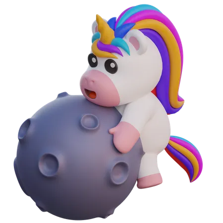 Licorne avec lune  3D Illustration