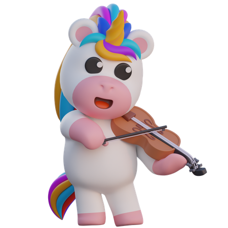 Licorne jouant du violon  3D Illustration