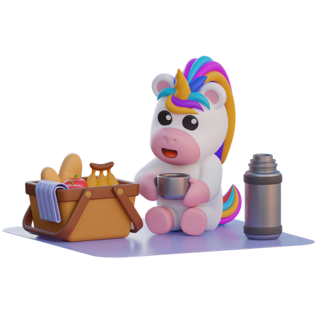 Pique-nique licorne  3D Illustration