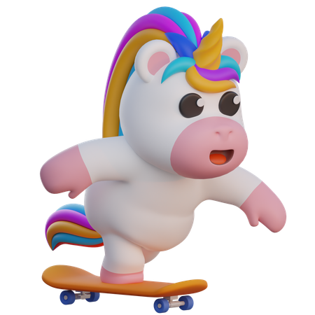 Licornes faisant du skateboard  3D Icon