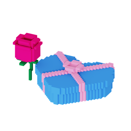 Liebesbox mit Blume  3D Icon