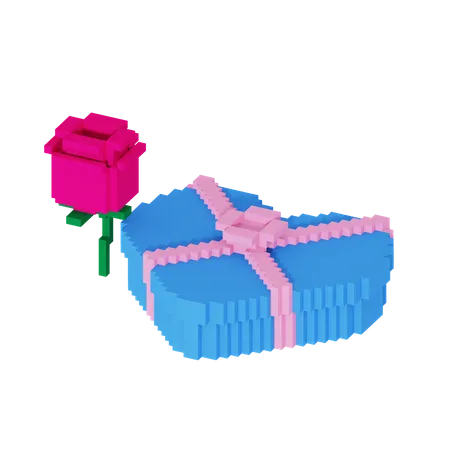 Liebesbox mit Blume  3D Icon