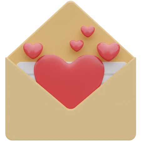 Herz Auf Liebesbrief Valentinstag 3 D Element 3D Icon