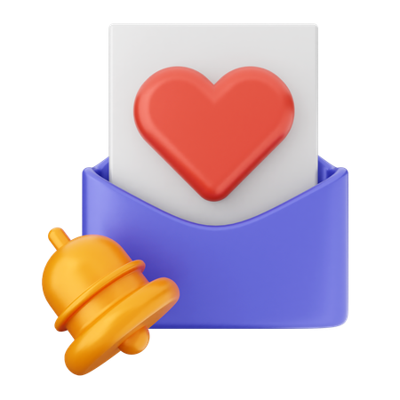 Liebe Mail Benachrichtigungsglocke  3D Icon