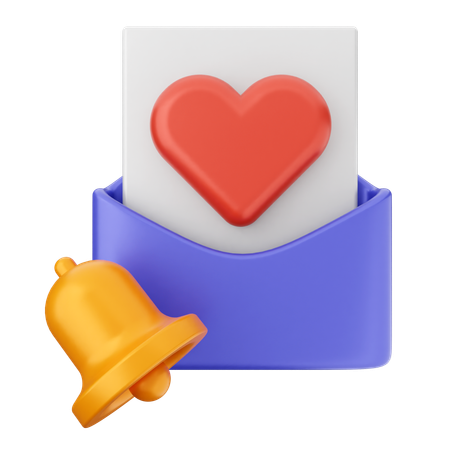 Liebe Mail Benachrichtigungsglocke  3D Icon