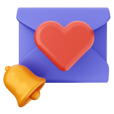 Liebe Mail Benachrichtigungsglocke  3D Icon