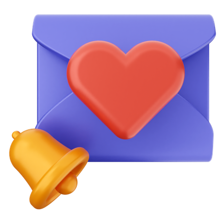 Liebe Mail Benachrichtigungsglocke  3D Icon