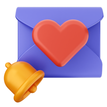 Liebe Mail Benachrichtigungsglocke  3D Icon