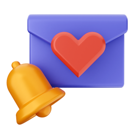 Liebe Mail Benachrichtigungsglocke  3D Icon