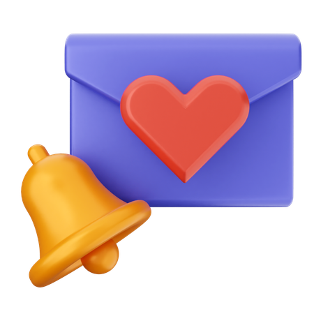 Liebe Mail Benachrichtigungsglocke  3D Icon