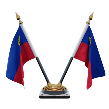 Liechtenstein Doppel-Tischflaggenständer  3D Flag