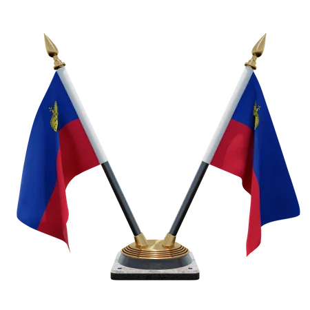 Liechtenstein Double (V) Desk Flag Stand  3D Icon