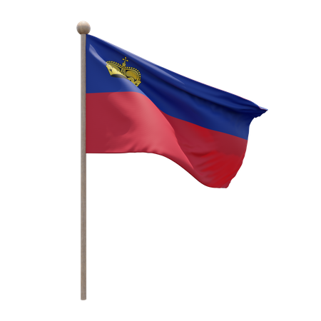 Liechtenstein Flag Pole  3D Illustration